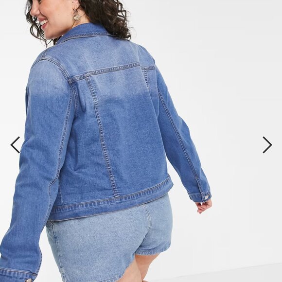 ASOS Simply Be Denim Plus Size US 22 UK 26 Western Cotton Stretch Denim Jacket - Picture 3 of 10